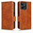 Leather Case Stands Flip Cover Holder C02X for Realme C53 Brown