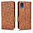 Leather Case Stands Flip Cover Holder C02X for Samsung Galaxy A03 Core Brown