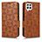 Leather Case Stands Flip Cover Holder C02X for Samsung Galaxy A12 Brown