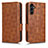 Leather Case Stands Flip Cover Holder C02X for Samsung Galaxy A14 4G Brown