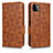 Leather Case Stands Flip Cover Holder C02X for Samsung Galaxy A22 5G Brown