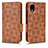 Leather Case Stands Flip Cover Holder C02X for Samsung Galaxy A22 5G SC-56B Brown