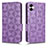 Leather Case Stands Flip Cover Holder C02X for Samsung Galaxy M04 Purple