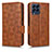 Leather Case Stands Flip Cover Holder C02X for Samsung Galaxy M53 5G Brown