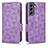 Leather Case Stands Flip Cover Holder C02X for Samsung Galaxy S22 5G Purple