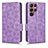 Leather Case Stands Flip Cover Holder C02X for Samsung Galaxy S22 Ultra 5G Purple