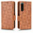 Leather Case Stands Flip Cover Holder C02X for Sony Xperia 5 III SO-53B Brown