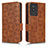 Leather Case Stands Flip Cover Holder C02X for Vivo Y02 Brown