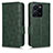 Leather Case Stands Flip Cover Holder C02X for Vivo Y35 4G Green