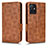 Leather Case Stands Flip Cover Holder C02X for Vivo Y75 5G Brown