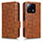 Leather Case Stands Flip Cover Holder C02X for Xiaomi Mi 13 5G Brown