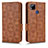 Leather Case Stands Flip Cover Holder C02X for Xiaomi POCO C3 Brown