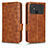 Leather Case Stands Flip Cover Holder C02X for Xiaomi Poco C40 Brown