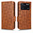 Leather Case Stands Flip Cover Holder C02X for Xiaomi Poco M4 Pro 4G Brown