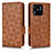 Leather Case Stands Flip Cover Holder C02X for Xiaomi Redmi 10 India Brown