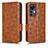 Leather Case Stands Flip Cover Holder C02X for Xiaomi Redmi K50 Ultra 5G Brown