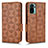 Leather Case Stands Flip Cover Holder C02X for Xiaomi Redmi Note 11 SE India 4G Brown