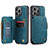 Leather Case Stands Flip Cover Holder C03S for Apple iPhone 13 Pro Blue