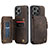 Leather Case Stands Flip Cover Holder C03S for Apple iPhone 13 Pro Brown