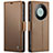 Leather Case Stands Flip Cover Holder C03S for Huawei Mate 60 Brown