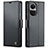 Leather Case Stands Flip Cover Holder C03S for Oppo Reno10 Pro 5G Black