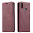 Leather Case Stands Flip Cover Holder C03S for Samsung Galaxy A10s Red Wine