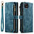 Leather Case Stands Flip Cover Holder C03S for Samsung Galaxy A22 5G Blue