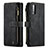 Leather Case Stands Flip Cover Holder C03S for Samsung Galaxy A50 Black