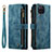 Leather Case Stands Flip Cover Holder C03S for Samsung Galaxy F12 Blue