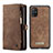 Leather Case Stands Flip Cover Holder C03S for Samsung Galaxy M40S Brown