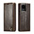 Leather Case Stands Flip Cover Holder C03S for Samsung Galaxy S20 Ultra Brown