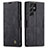 Leather Case Stands Flip Cover Holder C03S for Samsung Galaxy S22 Ultra 5G Black