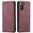 Leather Case Stands Flip Cover Holder C03S for Samsung Galaxy S23 Plus 5G Red Wine