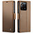 Leather Case Stands Flip Cover Holder C03S for Xiaomi Redmi K60 Ultra 5G Brown