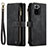 Leather Case Stands Flip Cover Holder C03S for Xiaomi Redmi Note 10 4G Black