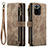 Leather Case Stands Flip Cover Holder C03S for Xiaomi Redmi Note 10 4G Brown