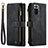 Leather Case Stands Flip Cover Holder C03S for Xiaomi Redmi Note 10 Pro 4G Black