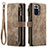 Leather Case Stands Flip Cover Holder C03S for Xiaomi Redmi Note 10 Pro Max Brown