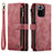 Leather Case Stands Flip Cover Holder C03S for Xiaomi Redmi Note 10S 4G Red