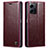 Leather Case Stands Flip Cover Holder C03S for Xiaomi Redmi Note 12 4G Red Wine