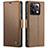 Leather Case Stands Flip Cover Holder C03S for Xiaomi Redmi Note 13 Pro 5G Brown