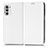 Leather Case Stands Flip Cover Holder C03X for Motorola Moto Edge (2022) 5G White