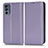 Leather Case Stands Flip Cover Holder C03X for Motorola Moto G62 5G Purple