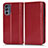 Leather Case Stands Flip Cover Holder C03X for Motorola Moto G62 5G Red