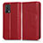 Leather Case Stands Flip Cover Holder C03X for Oppo A74 4G Red