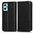 Leather Case Stands Flip Cover Holder C03X for Oppo A96 4G Black