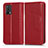 Leather Case Stands Flip Cover Holder C03X for Oppo Reno6 Lite Red