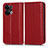 Leather Case Stands Flip Cover Holder C03X for Oppo Reno9 5G Red