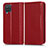 Leather Case Stands Flip Cover Holder C03X for Samsung Galaxy A12 Nacho Red