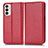 Leather Case Stands Flip Cover Holder C03X for Samsung Galaxy F23 5G Red